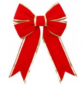 red Velvet bow with gold trim