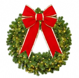 Prelit Christmas wreath with bow